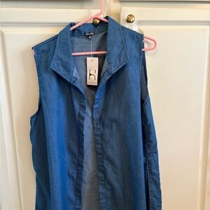 New Blue Sleeveless Denim long vest